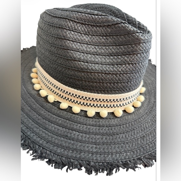 SHIRALEAH Vegan Black Straw Baracoa Beach Hat NWT - Picture 3 of 6